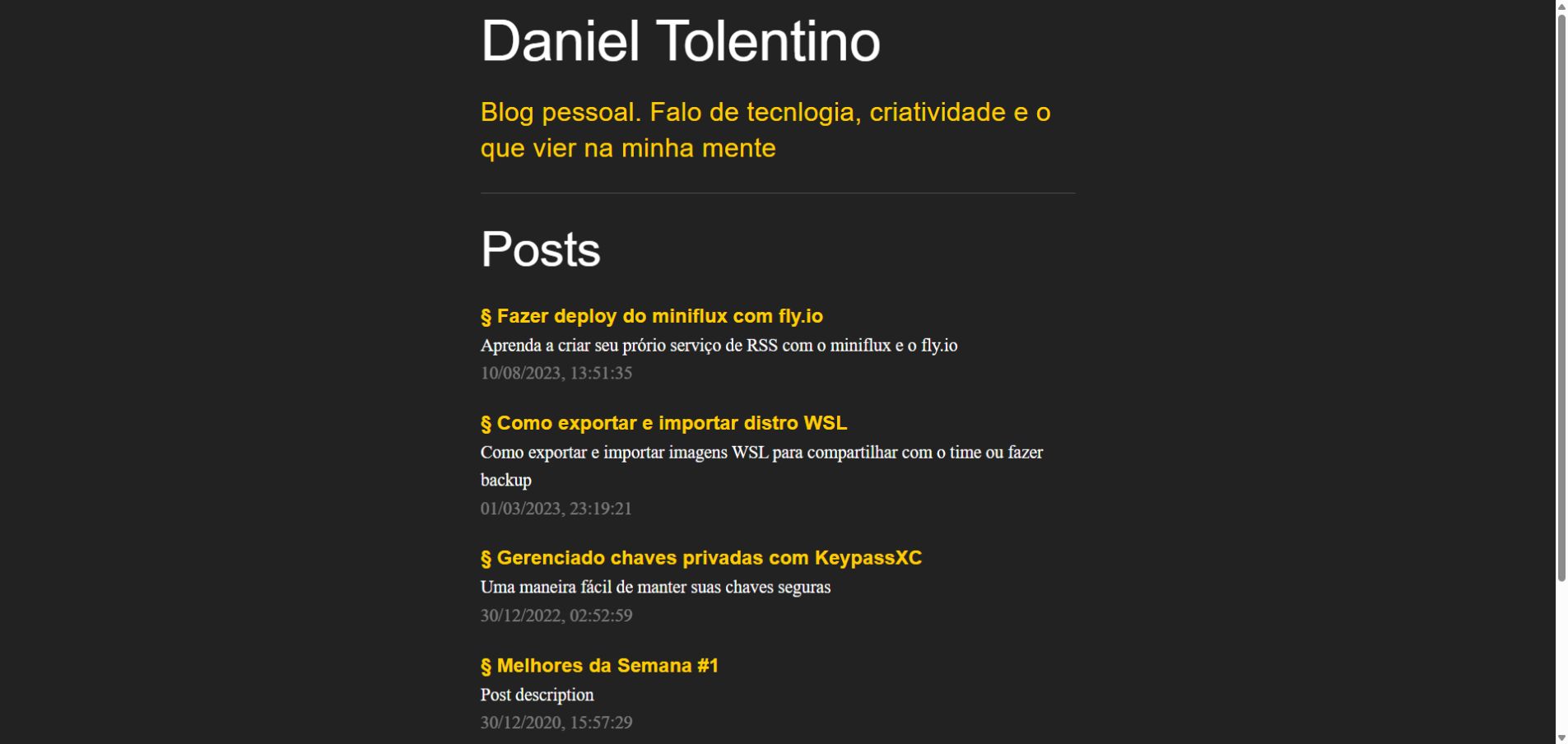 Preview do site Blog Daniel Tolentino